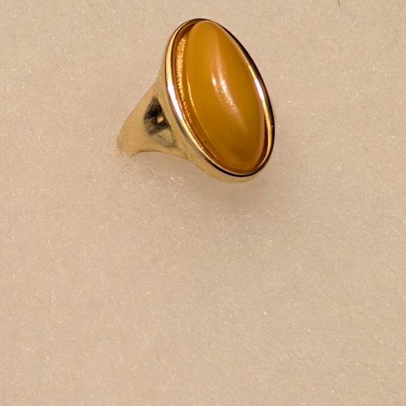 Made In Poland Baltic Amber Ring With 10k Gold Over 925 Sterling Silver - Picture 2 of 7